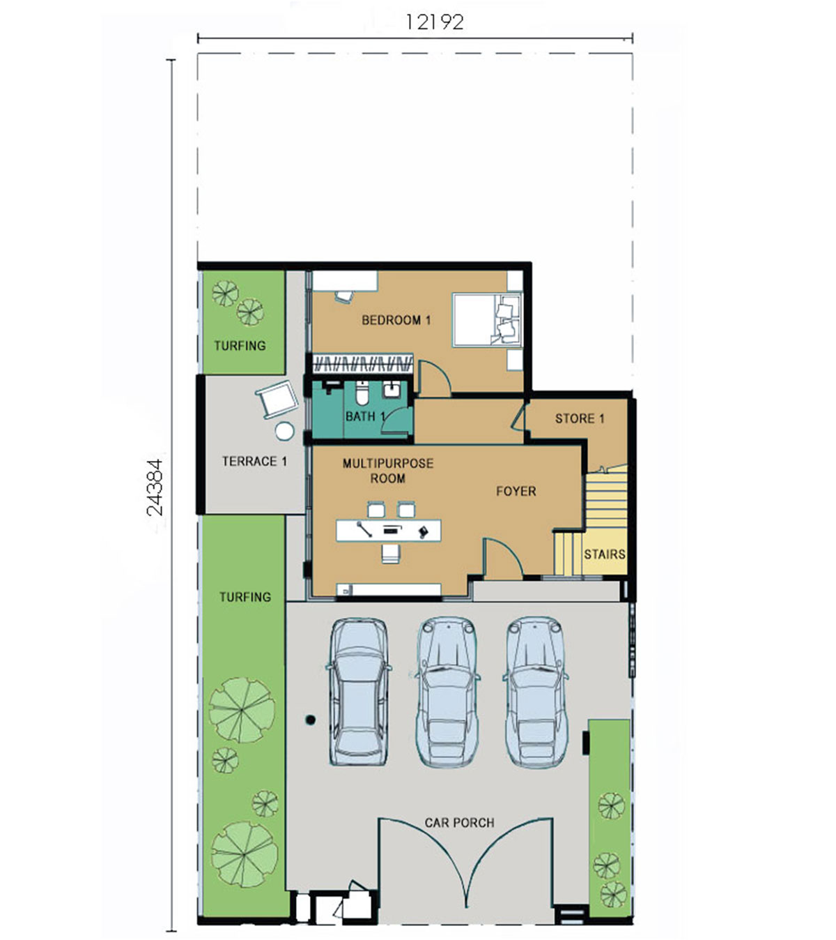 3-Storey Semi-Detached - Type B - Ground Floor,3-Storey Semi-Detached - Type B - Ground Floor