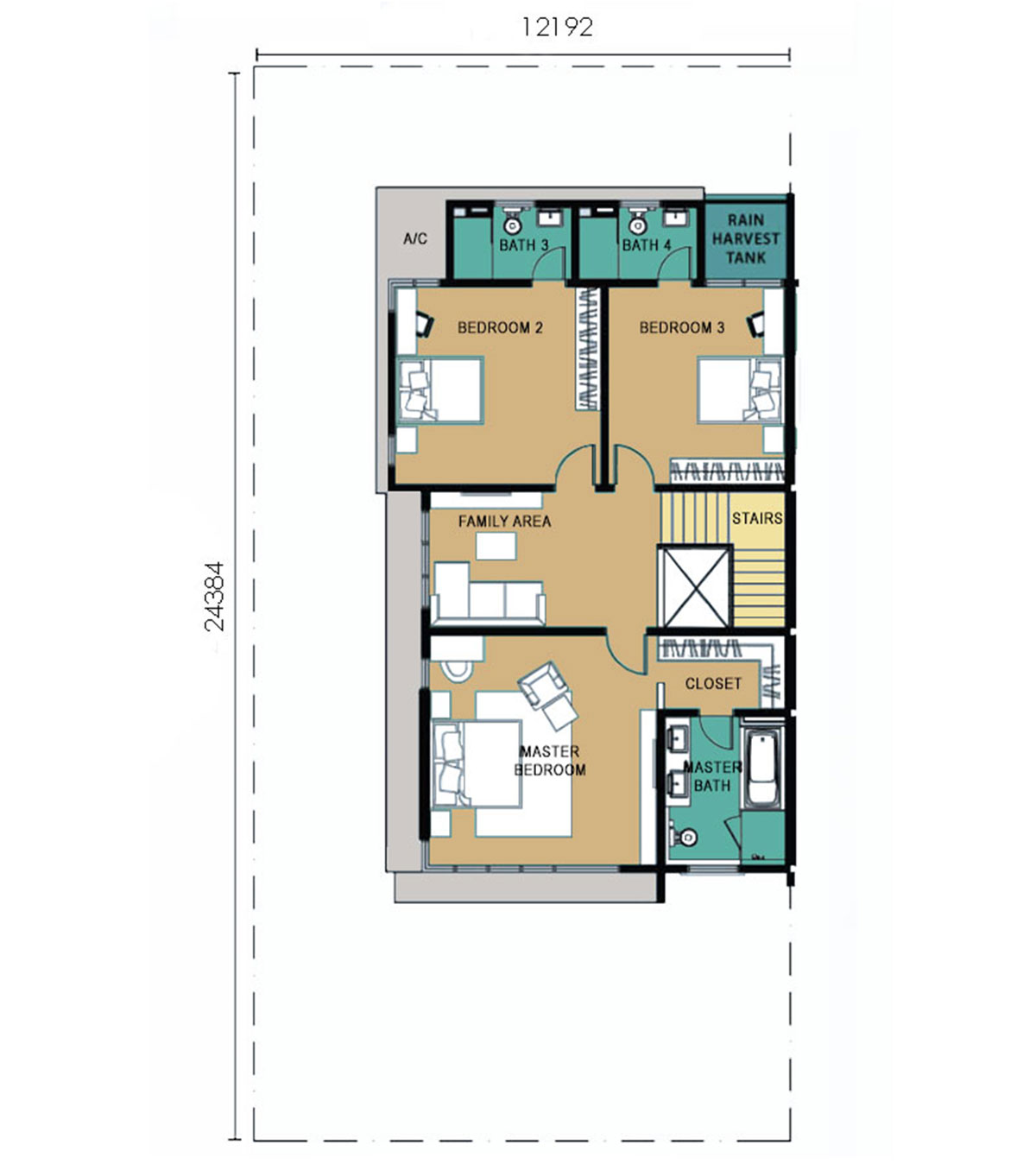 3-Storey Semi-Detached - Type B - Second Floor,3-Storey Semi-Detached - Type B - Second Floor
