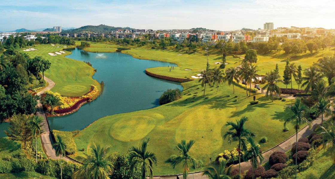 The affluent resort-style township features homes overlooking an 18-hole championship golf course